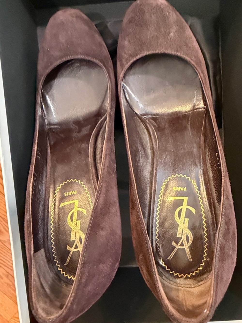 Yves Saint Laurent Tribtoo 80 Pump Brown Suede Platform Heels Size 37.5 - Picture 7 of 7